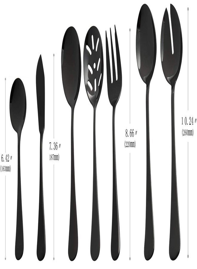 culterman Black Serving utensils set. Stainless Steel Hostess Flatware Sets 7-Piece Includes Silverware Large Salad Spoons,Forks,knifes.Dishwasher Safe. - Image 3